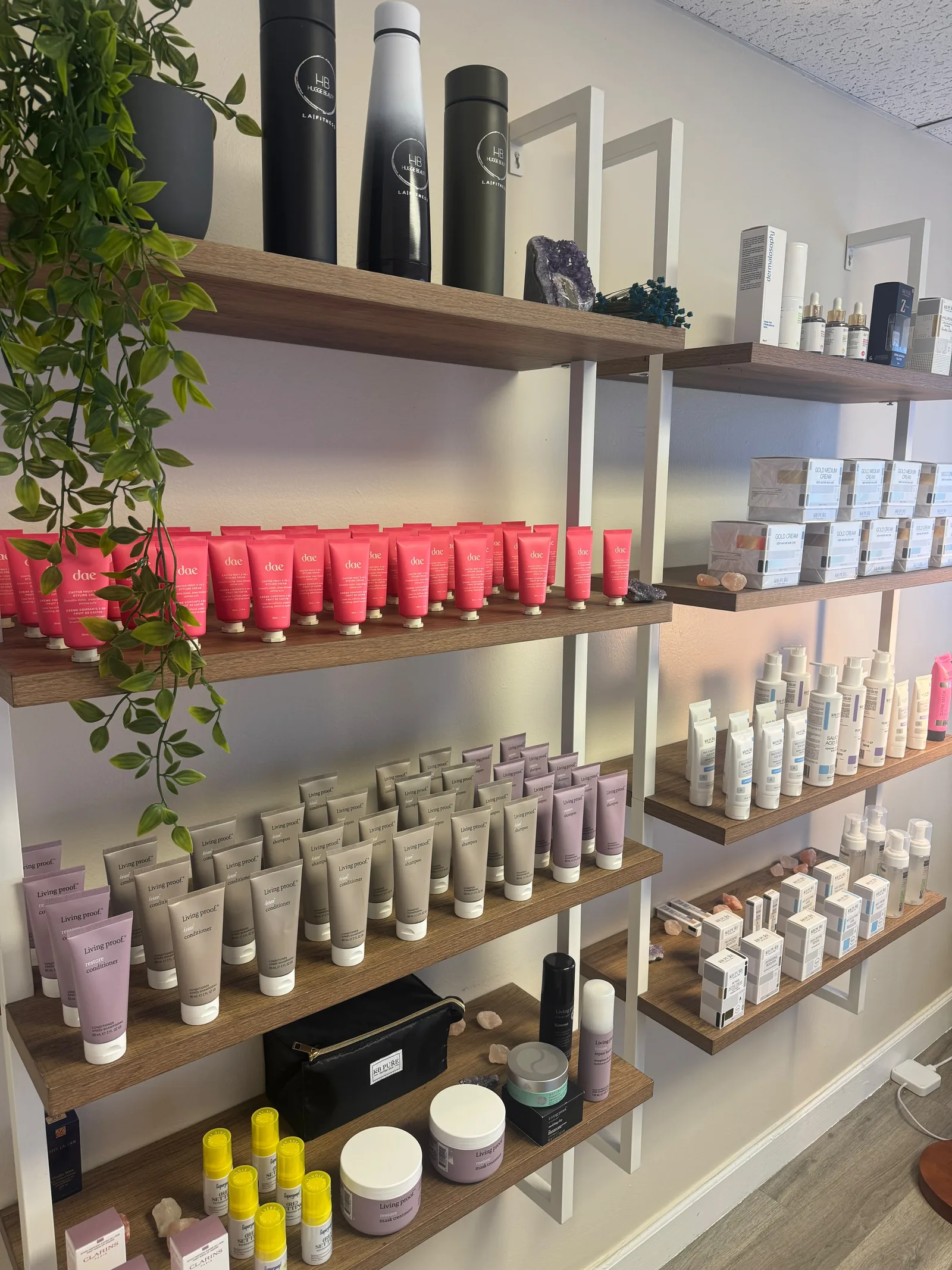 Skincare products displayed at Huggie Beauty