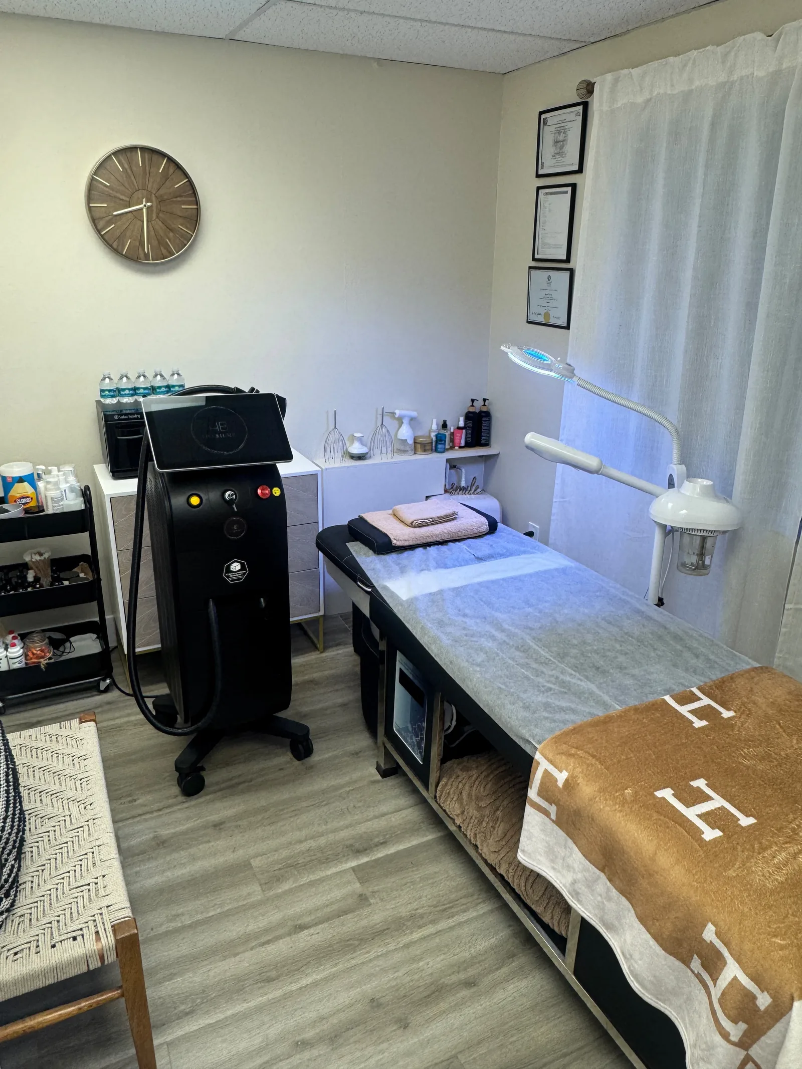 Laser treatment room at Huggie Beauty in Fort Lauderdale