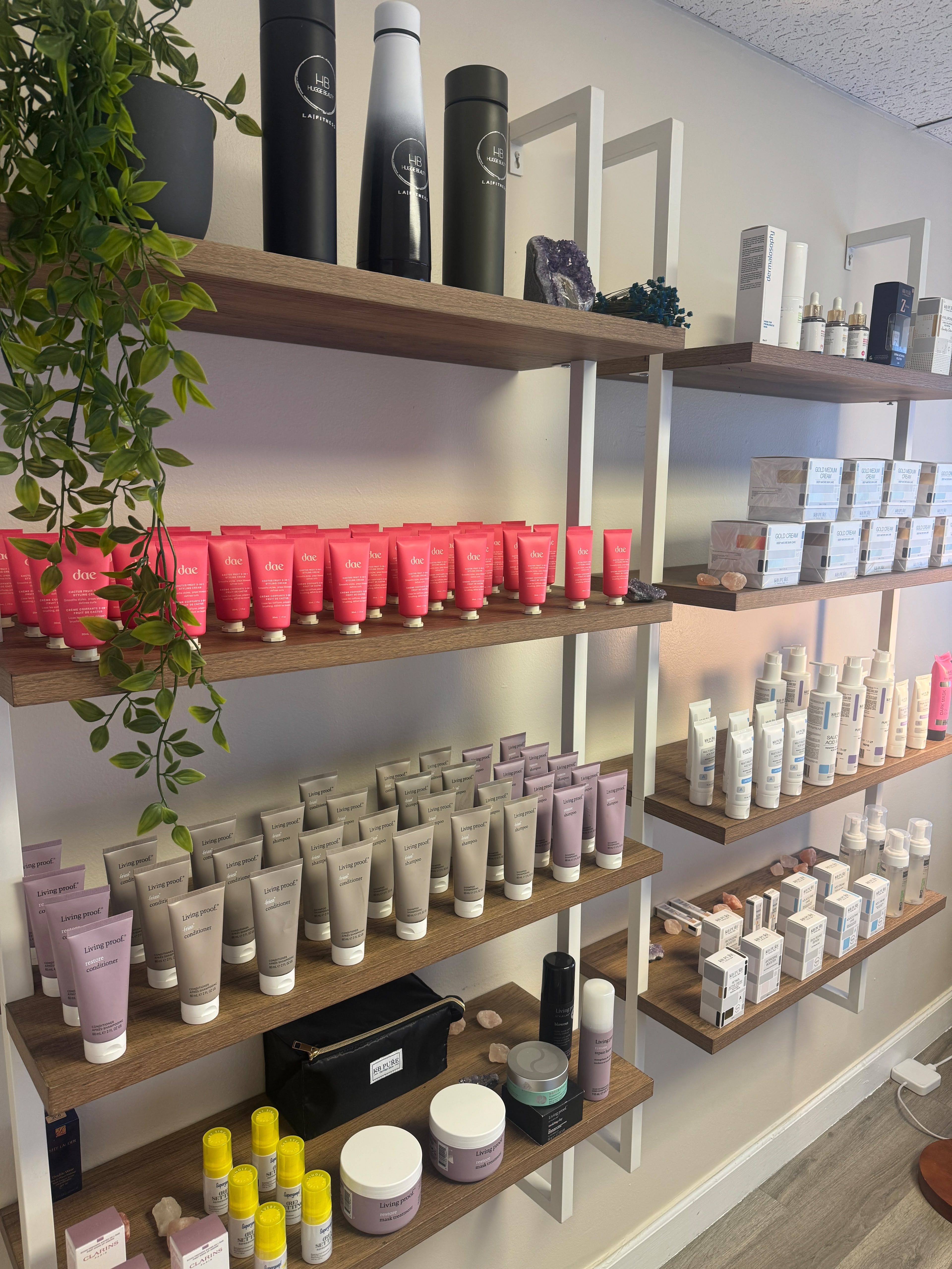 Skincare products displayed at Huggie Beauty
